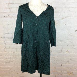 Sezane Green Button Down Silk Dress | 36